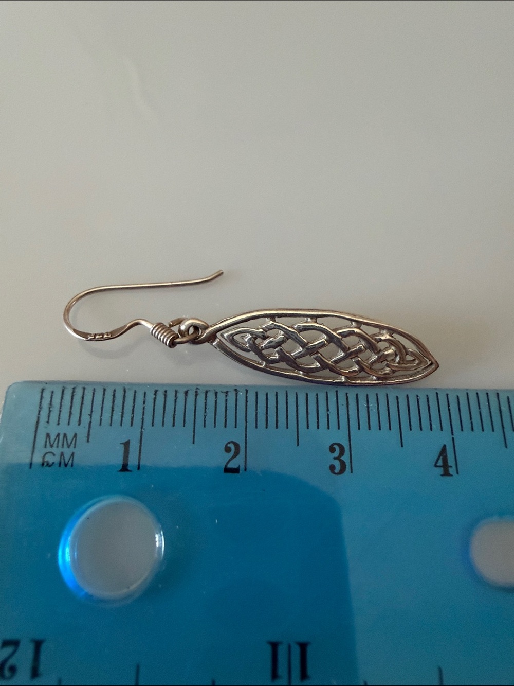 Vintage 925 sterling silver drop earrings, traditional Celtic knot - Picture 5 of 6